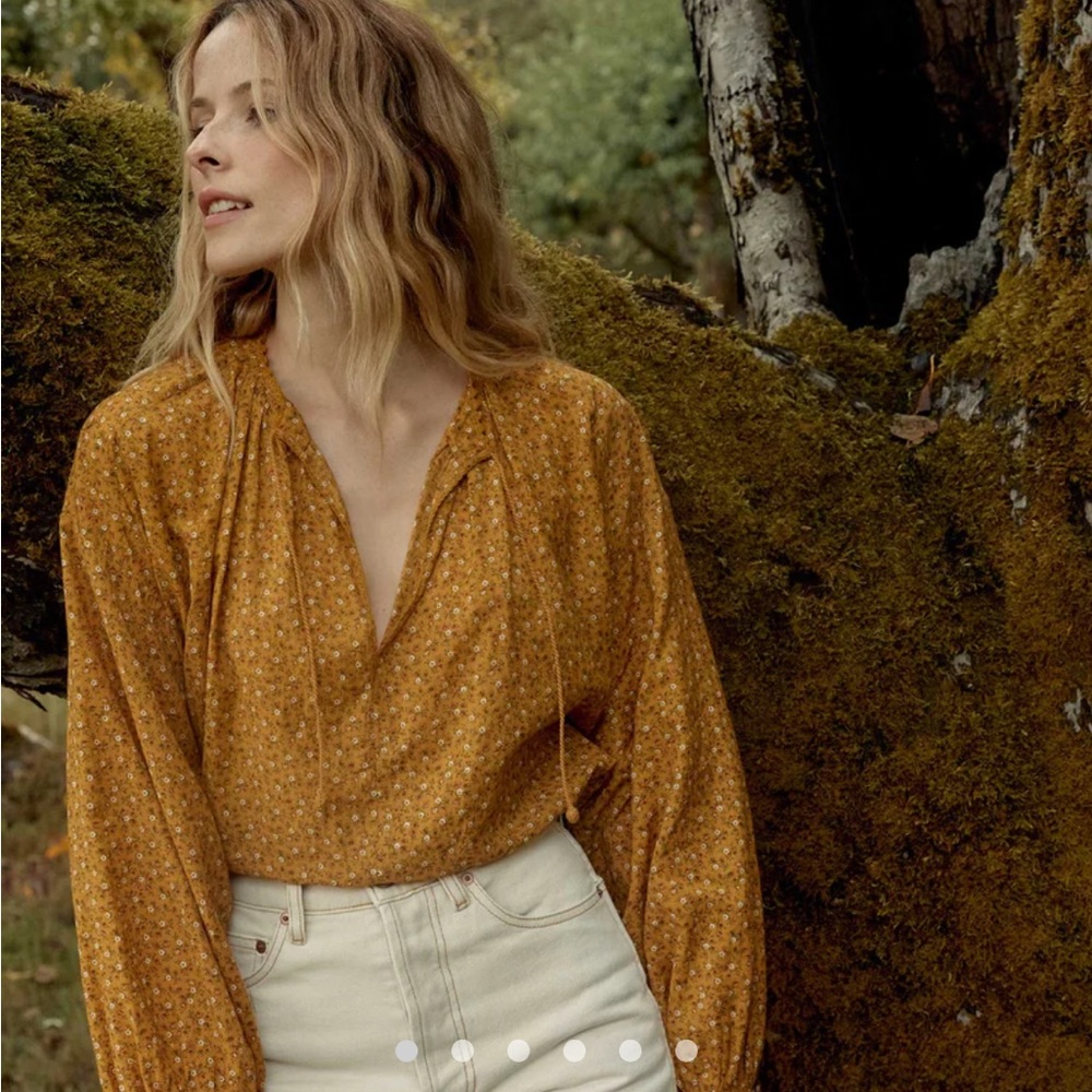 Doen Mustard Floral Blouse